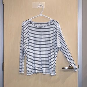 Madewell Black and White Stripe Long Sleeve Shirt